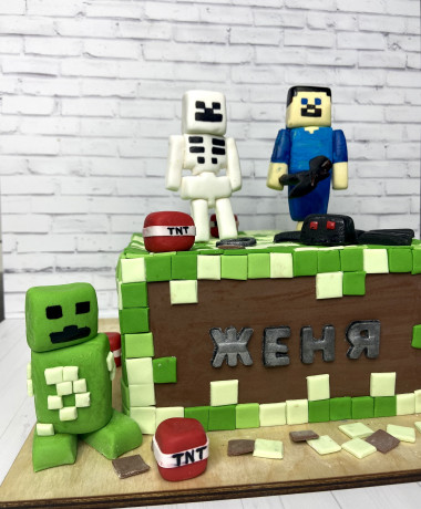 Торт детский с фигурками Minecraft Торт детский с фигурками Minecraft